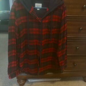 Red and navy blue Plaid Hoodie